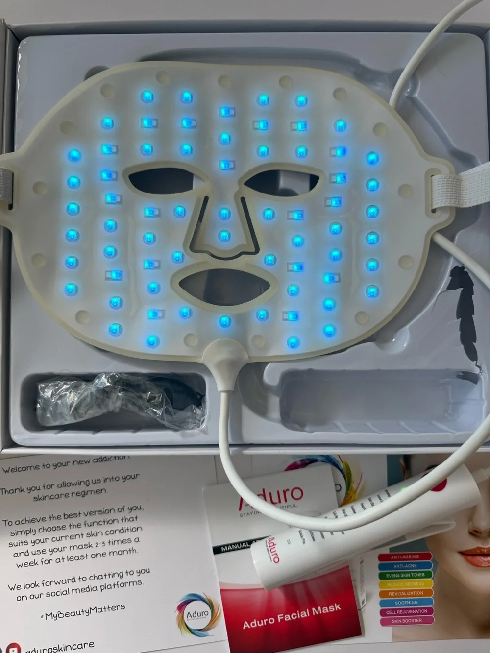 Aduro LED Face Mask - Red Light Therapy - Box Included - Lightly Used - Picture 7 of 12